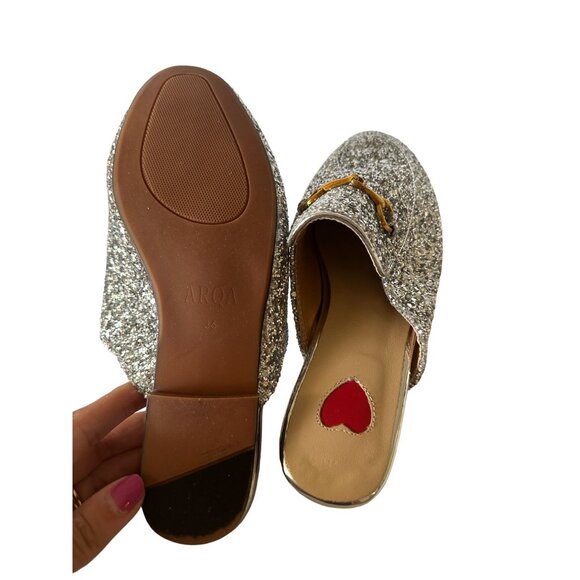 ARQA Womens Silver Glitter Loafer Mules Size 36/6 - Picture 2 of 9